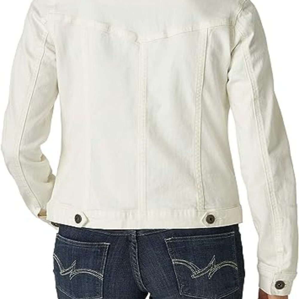 Wrangler Authentic White Women's Medium Stretch Denim Jacket - Picture 3 of 7